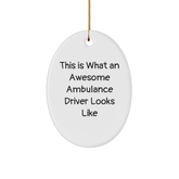Funny Ambulance Driver Gifts from Friends to Ambulance Driver - This Is What An Awesome Ambulance Driver Looks Like Oval Ornament for Christmas - Image 1